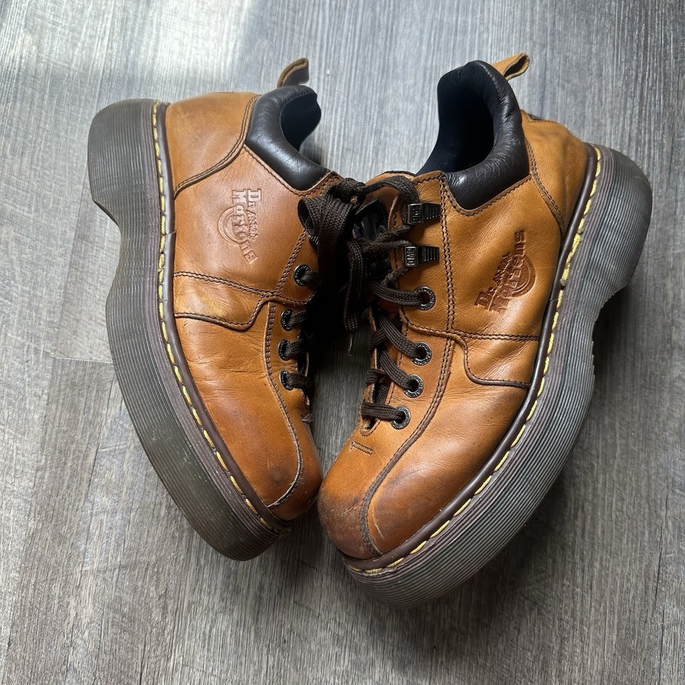 Vintage Dr Martens 8544 Leather Boots Orange US Size 7 90s Made‎ in England Y2K